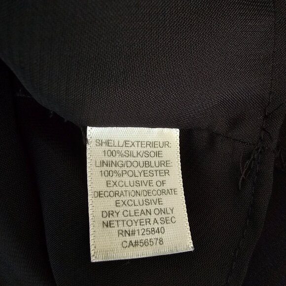 100% Silk Intermix Black Blouse W/ White Trim, Business Casual Office, Size 6 - Picture 4 of 10